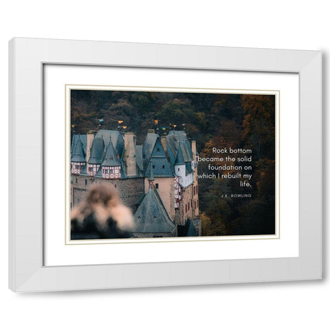 J.K. Rowling Quote: Rock Bottom White Modern Wood Framed Art Print with Double Matting by ArtsyQuotes