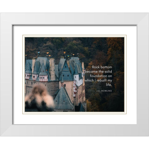 J.K. Rowling Quote: Rock Bottom White Modern Wood Framed Art Print with Double Matting by ArtsyQuotes