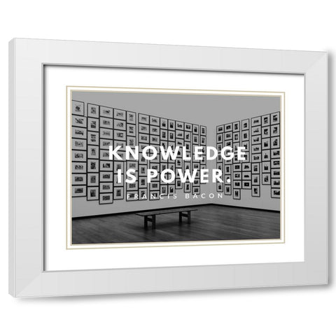 Francis Bacon Quote: Knowledge is Power White Modern Wood Framed Art Print with Double Matting by ArtsyQuotes