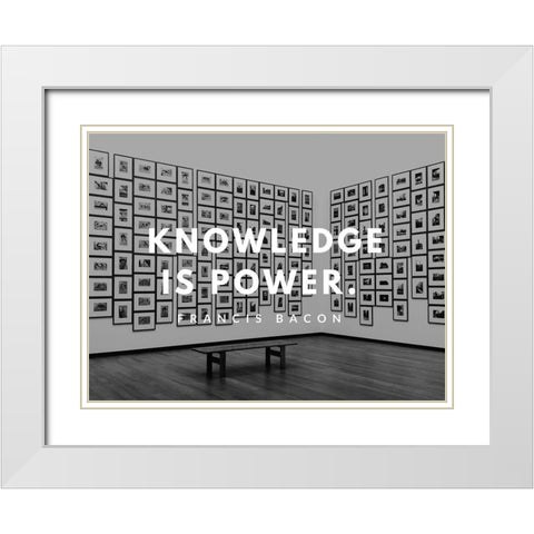 Francis Bacon Quote: Knowledge is Power White Modern Wood Framed Art Print with Double Matting by ArtsyQuotes