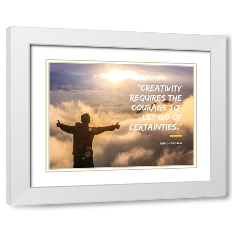 Erich Fromm Quote: Creativity White Modern Wood Framed Art Print with Double Matting by ArtsyQuotes