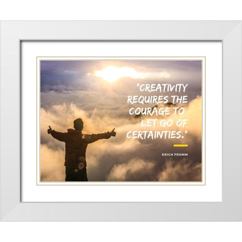 Erich Fromm Quote: Creativity White Modern Wood Framed Art Print with Double Matting by ArtsyQuotes