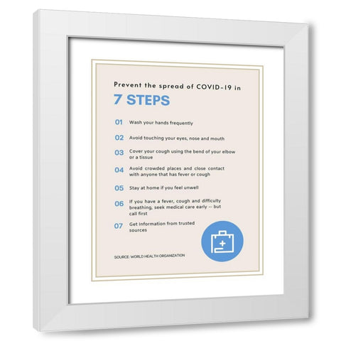 World Health Organization Quote: Prevent the Spread White Modern Wood Framed Art Print with Double Matting by ArtsyQuotes