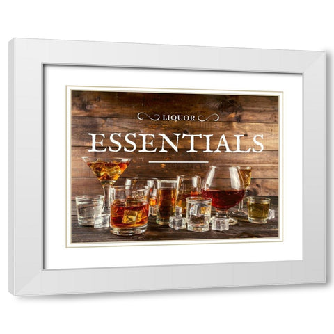 Artsy Quotes Quote: Liquor Essentials White Modern Wood Framed Art Print with Double Matting by ArtsyQuotes