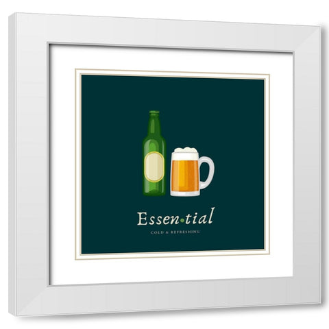 Artsy Quotes Quote: Essential Beer White Modern Wood Framed Art Print with Double Matting by ArtsyQuotes