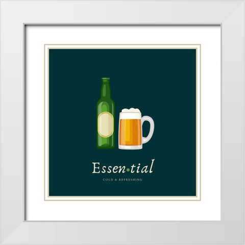 Artsy Quotes Quote: Essential Beer White Modern Wood Framed Art Print with Double Matting by ArtsyQuotes