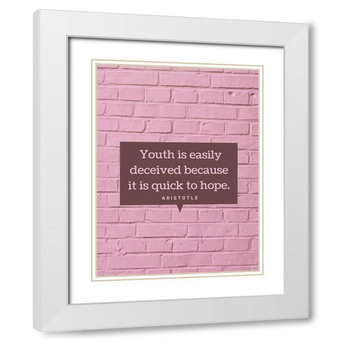 Aristotle Quote: Youth White Modern Wood Framed Art Print with Double Matting by ArtsyQuotes
