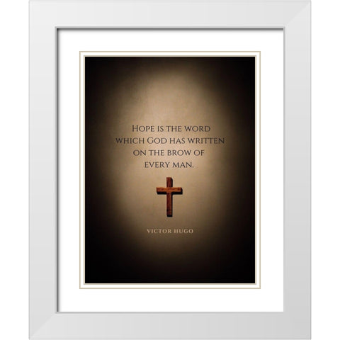 Victor Hugo Quote: Hope White Modern Wood Framed Art Print with Double Matting by ArtsyQuotes
