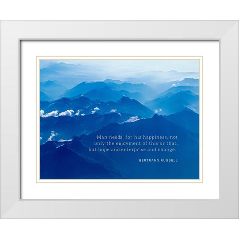Bertrand Russell Quote: For His Happiness White Modern Wood Framed Art Print with Double Matting by ArtsyQuotes