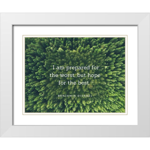 Benjamin Disraeli Quote: Prepared for the Worst White Modern Wood Framed Art Print with Double Matting by ArtsyQuotes