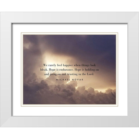 Michael Novak Quote: Hope is Endurance White Modern Wood Framed Art Print with Double Matting by ArtsyQuotes