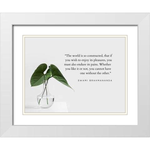 Swami Brahmananda Quote: Endure its Pains White Modern Wood Framed Art Print with Double Matting by ArtsyQuotes