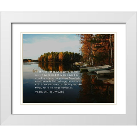 Vernon Howard Quote: Negative Feelings White Modern Wood Framed Art Print with Double Matting by ArtsyQuotes