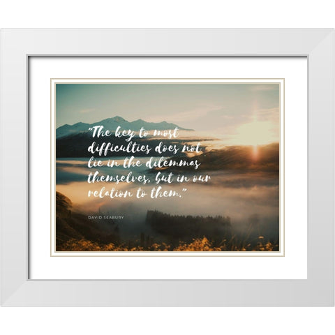 David Seabury Quote: Most Difficulties White Modern Wood Framed Art Print with Double Matting by ArtsyQuotes