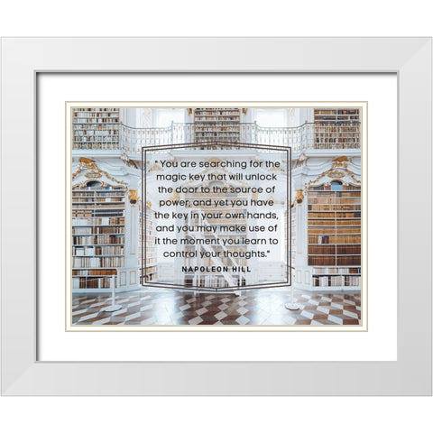 Napolean Hill Quote: The Magic Key White Modern Wood Framed Art Print with Double Matting by ArtsyQuotes