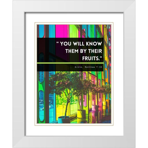 Bible Verse Quote Matthew 7:16 White Modern Wood Framed Art Print with Double Matting by ArtsyQuotes