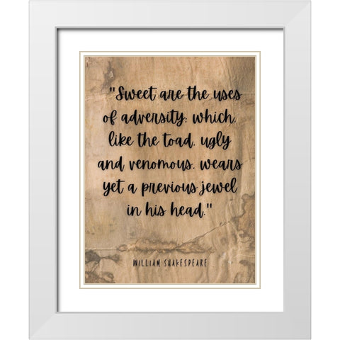 William Shakespeare Quote: Ugly and Venomous White Modern Wood Framed Art Print with Double Matting by ArtsyQuotes