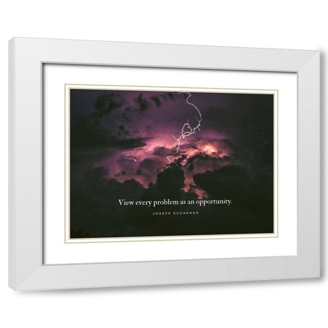 Joseph Sugarman Quote: Every Problem White Modern Wood Framed Art Print with Double Matting by ArtsyQuotes