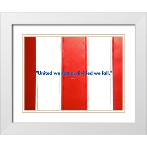 Aesop Quote: United We Stand White Modern Wood Framed Art Print with Double Matting by ArtsyQuotes