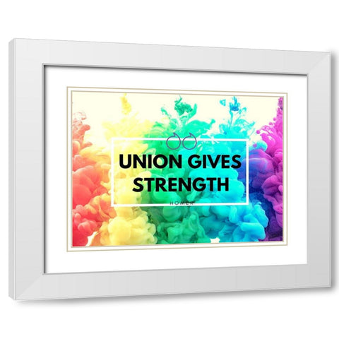 Homer Quote: Union Gives Strength White Modern Wood Framed Art Print with Double Matting by ArtsyQuotes