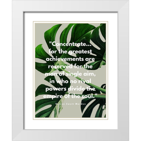 Orison Swett Marden Quote: Concentrate White Modern Wood Framed Art Print with Double Matting by ArtsyQuotes