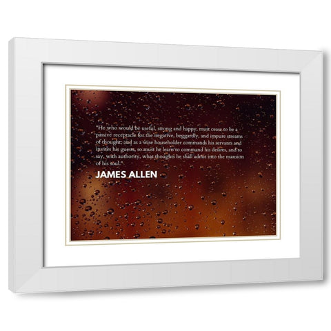 James Allen Quote: Strong and Happy White Modern Wood Framed Art Print with Double Matting by ArtsyQuotes