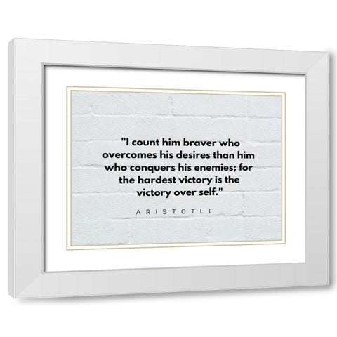 Aristotle Quote: Victory White Modern Wood Framed Art Print with Double Matting by ArtsyQuotes