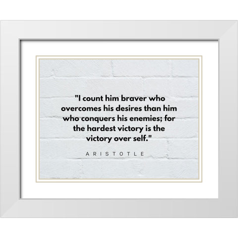 Aristotle Quote: Victory White Modern Wood Framed Art Print with Double Matting by ArtsyQuotes