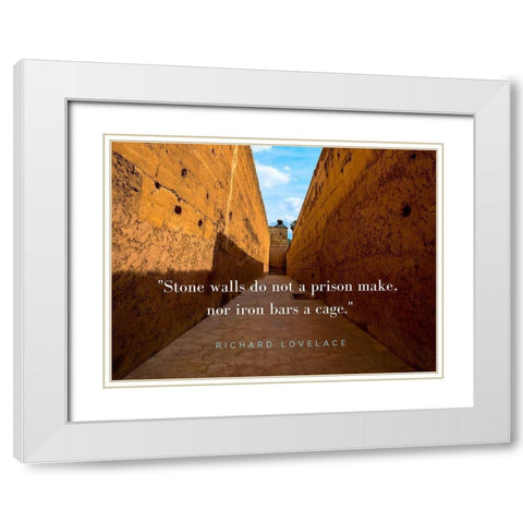 Richard Lovelace Quote: Stone Walls White Modern Wood Framed Art Print with Double Matting by ArtsyQuotes