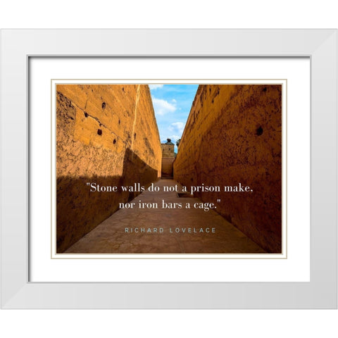 Richard Lovelace Quote: Stone Walls White Modern Wood Framed Art Print with Double Matting by ArtsyQuotes