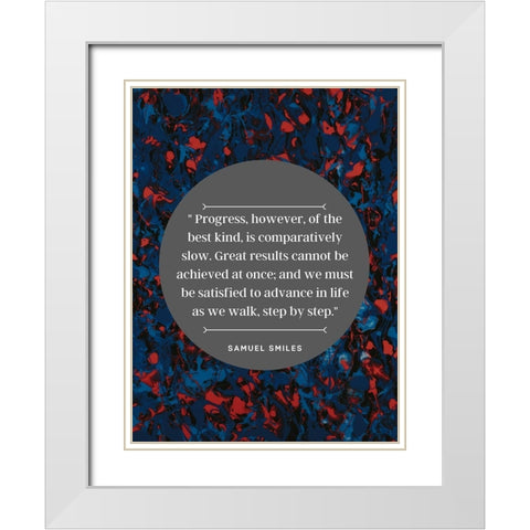 Samuel Smiles Quote: Great Results White Modern Wood Framed Art Print with Double Matting by ArtsyQuotes