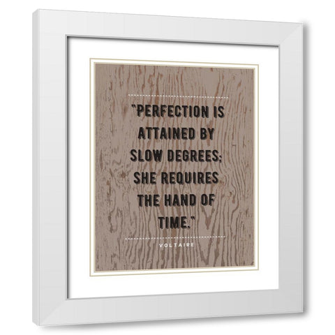 Voltaire Quote: Perfection White Modern Wood Framed Art Print with Double Matting by ArtsyQuotes