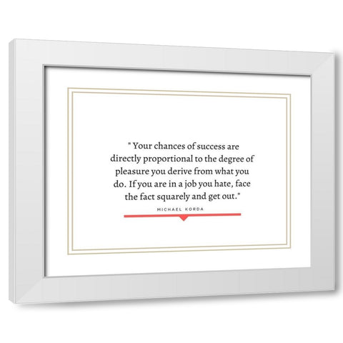 Michael Korda Quote: Degree of Pleasure White Modern Wood Framed Art Print with Double Matting by ArtsyQuotes