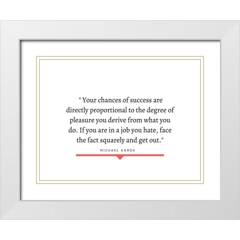 Michael Korda Quote: Degree of Pleasure White Modern Wood Framed Art Print with Double Matting by ArtsyQuotes