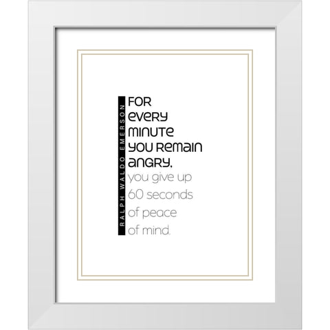 Ralph Waldo Emerson Quote: Peace of Mind White Modern Wood Framed Art Print with Double Matting by ArtsyQuotes