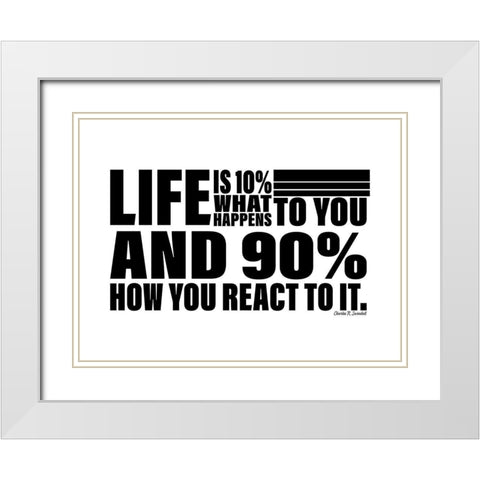 Charles R. Swindoll Quote: How You React White Modern Wood Framed Art Print with Double Matting by ArtsyQuotes