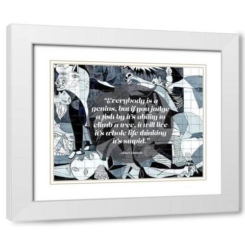 Albert Einstein Quote: Genius (Picasso Guernica) White Modern Wood Framed Art Print with Double Matting by ArtsyQuotes