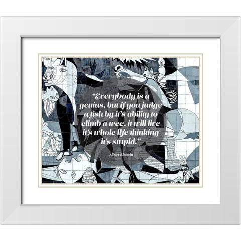 Albert Einstein Quote: Genius (Picasso Guernica) White Modern Wood Framed Art Print with Double Matting by ArtsyQuotes