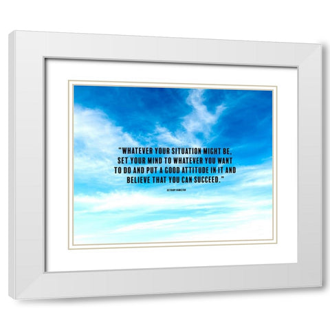Bethany Hamilton Quote: Good Attitude White Modern Wood Framed Art Print with Double Matting by ArtsyQuotes