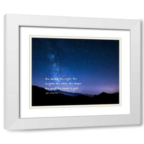 Fydor Dostoyevesky Quote: Darker the Night White Modern Wood Framed Art Print with Double Matting by ArtsyQuotes