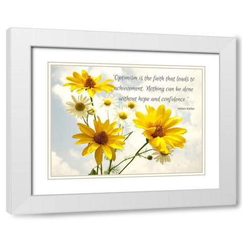 Helen Keller Quote: Optimism White Modern Wood Framed Art Print with Double Matting by ArtsyQuotes