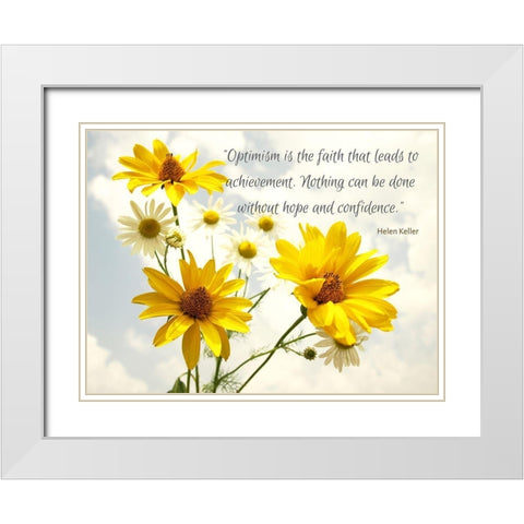 Helen Keller Quote: Optimism White Modern Wood Framed Art Print with Double Matting by ArtsyQuotes