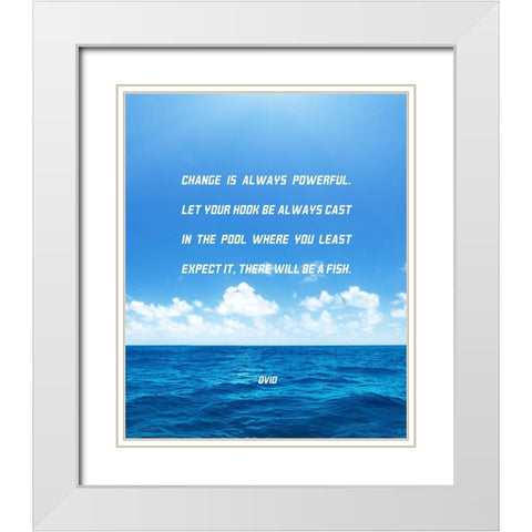 Ovid Quote: Always Powerful White Modern Wood Framed Art Print with Double Matting by ArtsyQuotes