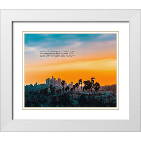John Lewis Quote: Make a Difference in Our Society White Modern Wood Framed Art Print with Double Matting by ArtsyQuotes