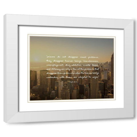 Angela Davis Quote: Social Problems White Modern Wood Framed Art Print with Double Matting by ArtsyQuotes