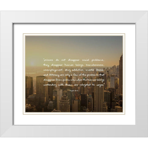 Angela Davis Quote: Social Problems White Modern Wood Framed Art Print with Double Matting by ArtsyQuotes