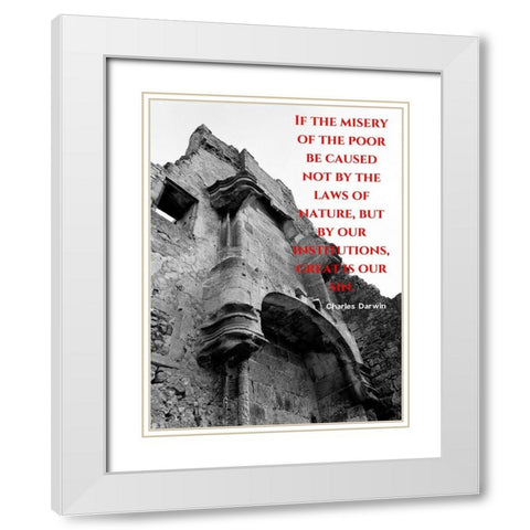 Charles Darwin Quote: Misery of the Poor White Modern Wood Framed Art Print with Double Matting by ArtsyQuotes