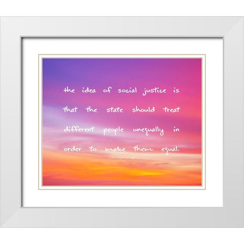 Friedrich August von Hayek Quote: Social Justice White Modern Wood Framed Art Print with Double Matting by ArtsyQuotes