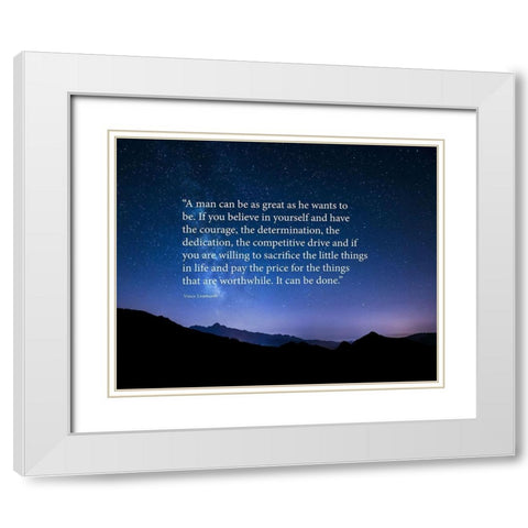 Vince Lombardi Quote: Believe in Yourself White Modern Wood Framed Art Print with Double Matting by ArtsyQuotes