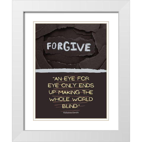 M.K. Gandi Quote: Eye for Eye White Modern Wood Framed Art Print with Double Matting by ArtsyQuotes